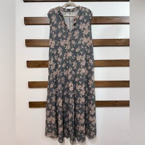 BUCKETLIST Floral Maxi Jumpsuit in Green and ivory